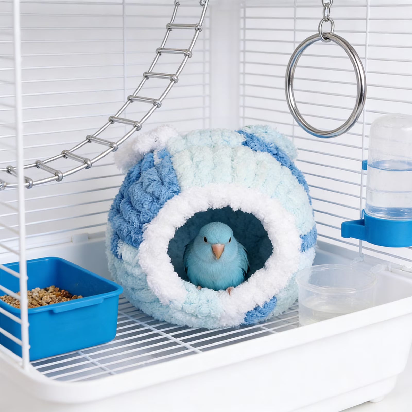Round Fluffy Hanging Cave Hut As Warm Resting Shelter For Tiny Pet Birds